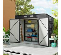 Outsunny 8 x 4FT Metal Garden Storage Shed with Double Doors, Grey