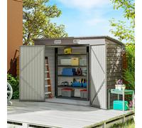Outsunny 8 X 4Ft Metal Garden Storage Shed With Double Doors, Light Grey Light Grey