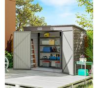 Outsunny 8 X 4Ft Metal Garden Storage Shed With Double Doors, Light Grey, Grey