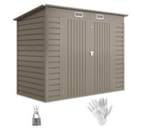 Outsunny 8 X 4Ft Metal Garden Storage Shed With Double Doors, Light Grey, Grey