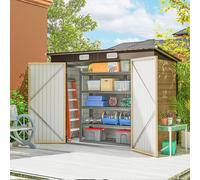 Outsunny 8 X 4Ft Metal Garden Storage Shed With Double Doors, Oak