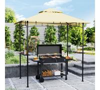Outsunny 8' X 5' Grill Gazebo - Double Tiered Outdoor BBQ Shelter - Dark Grey - Beige | TJ Hughes