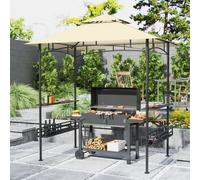 Outsunny 8' x 5' Grill Gazebo Canopy with 2 Side Shelves, Hook, Beige