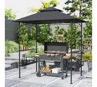 Outsunny 8' X 5' Grill Gazebo Canopy With 2 Side Shelves, Hook, Dark Grey