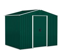 Outsunny 8 x 6 Metal Garden Sheds Steel Roofed Galvanised Tool Storage House with Ventilation and Sliding Doors, Green Aosom UK