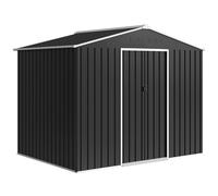 Outsunny 8 x 6ft Galvanised Steel Shed, with Double Door - Dark Grey