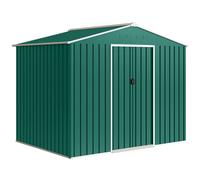 Outsunny 8 x 6ft Galvanised Steel Shed, with Double Door - Green