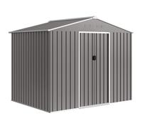 Outsunny 8 x 6ft Galvanised Steel Shed, with Double Door - Light Grey