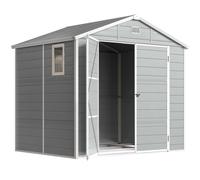 Outsunny 8 X 6Ft Garden Shed Storage W/ Foundation Kit, Vents, Light Grey Light Grey