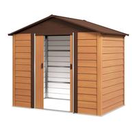 Outsunny 8 X 6Ft Garden Shed Wood Effect Tool Storage Sliding Door Wood Grain In Brown Brown