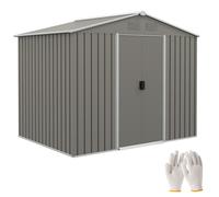 Outsunny 8 x 6ft Garden Storage Shed w/ Double Sliding Door Outdoor Light Grey