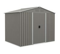 Outsunny 8 x 6ft Garden Storage Shed w/ Double Sliding Door Outdoor Light Grey