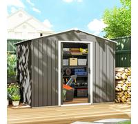 Outsunny 8 x 6ft Garden Storage Shed w/ Double Sliding Door Outdoor Light Grey