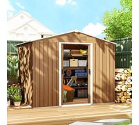 Outsunny 8 x 6ft Garden Storage Shed with Double Door Chocolate Wood Effect, Brown