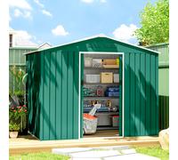 Outsunny 8 x 6ft Garden Storage Shed with Double Door Green, Green