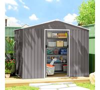 OUTSUNNY 8 x 6ft Garden Storage Shed with Double Door, Grey in Dark Grey | Size: 6x8ft Outsunny Dark Grey 6x8ft