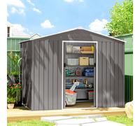 Outsunny 8 x 6ft Garden Storage Shed with Double Door, Light Grey
