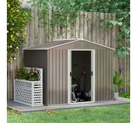 Outsunny 8 x 6ft Garden Storage Shed w/ Double Sliding Door Outdoor Light Grey