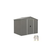 Outsunny 8 X 6Ft Outdoor Garden Storage Shed With Double Sliding Door, Light Grey One Colour