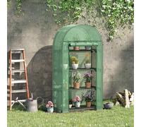 Outsunny 80 X 49 X 160Cm Mini Greenhouse Portable Green House With Storage Shelf - Green, Green