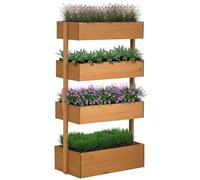 Outsunny 80cm x 45cm x 142cm 4-Tier Raised Garden Bed, Fir Wood Vertical Planter Box, Freestanding Elevated Plant Stand for Indoor Outdoor Use, Orange