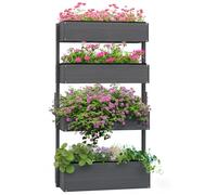 Outsunny 80cm x 45cm x 142cm 4-Tier Raised Garden Bed Planter Box, Grey