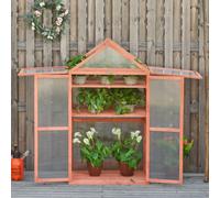 Outsunny 80X47X138Cm Wood Cold Frame Greenhouse For Plants Pc Board Orange