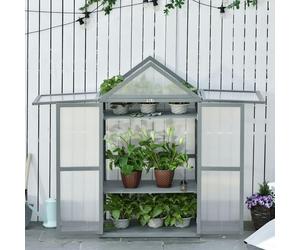 Outsunny 80x47x138cm Wood Cold Frame Greenhouse for Plants PC Board Orange