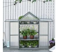 Outsunny 80x47x138cm Wood Cold Frame Greenhouse for Plants PC Board Grey | TJ Hughes
