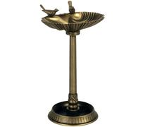 Outsunny 81Cm Tall Bird Bath With 2 Decorative Birds For Garden, Bronze Tone