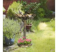 Outsunny 81cm Tall Bird Bath with 2 Decorative Birds, Vintage Style Birdbath with Flower Planter Base, Bird Bath Bowl for Garden, Bronze Tone