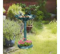 Outsunny 81cm Tall Bird Bath w/ 2 Decorative Birds for Garden, Green, Green