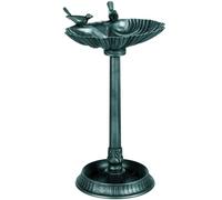 Outsunny 81cm Tall Bird Bath with 2 Decorative Birds, Vintage Style Birdbath with Flower Planter Base, Bird Bath Bowl for Garden, Green