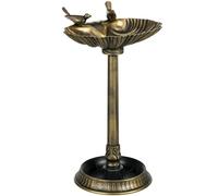 Outsunny 81cm Tall Bird Bath with 2 Decorative Birds, Vintage Style Birdbath with Flower Planter Base, Bird Bath Bowl for Garden, Bronze Tone