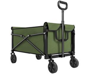Outsunny 81L Festival Trolley on Wheels, Compact Garden Folding Trolley Cart with Adjustable Handle 80L Green