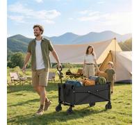 Outsunny 81L Festival Trolley on Wheels, Garden Folding Trolley Cart, Black - Black - 78 x 47.5 x 92 cm - Metal, Oxford Cloth