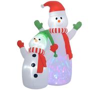 Outsunny 8FT Christmas Inflatable Snowman, Inflatable Christmas Decoration, Blow Up Snowman with Rotating Colorful LED Light for Indoor, Outdoor, Party