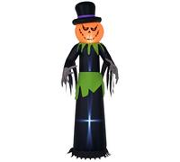Outsunny 8FT Tall Halloween Inflatable Pumpkin Ghost in A Hat, Blow-Up Outdoor Halloween Decoration with LED Lights for Lawn, Garden, Party