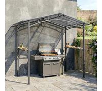 Outsunny 8ft x 5ft Outdoor BBQ Protective Gazebo Aluminium Frame w/ 2 Shelves