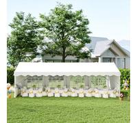 Outsunny Garden Gazebo Portable Carport Shelter W/ Removable Sidewalls&doors In White White