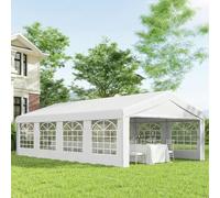 Outsunny Garden Gazebo Portable Carport Shelter W/ Removable Sidewalls&doors In White White