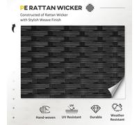 Outsunny 8pc Rattan Sofa Garden Furniture Aluminium Outdoor Patio Set - Black - PE rattan, Aluminium frame, tempered glass