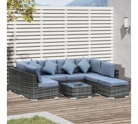 Outsunny 8Pc Rattan Sofa Garden Furniture Aluminium Outdoor Patio Set - Grey, Grey