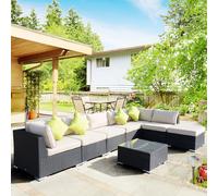 Outsunny 8 Piece Rattan Sofa Garden Furniture Set - Black