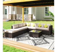Outsunny Rattan Outdoor Garden Furniture Patio Corner Sofa Set Weave Wicker Blac