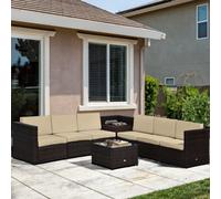 Outsunny Eight-Piece Rattan-Effect Garden Furniture Set: Brown