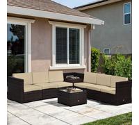 Outsunny Patio Rattan Seating Garden Furniture Set - Brown