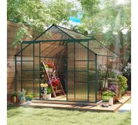 OUTSUNNY 8x12ft Polycarbonate Walk-in Greenhouse Outdoor with Double Sliding in Clear Outsunny Clear