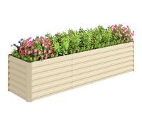 Outsunny 8x2x2ft Galvanized Raised Garden Bed Kit Outdoor Metal Elevated Planter Box with Safety Edging Large Raised Bed for Growing Flowers Herbs