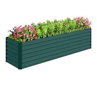 Outsunny 8x2x2ft Galvanized Raised Garden Bed Kit Outdoor Metal Elevated Planter Box with Safety Edging Large Raised Bed for Growing Flowers Herbs